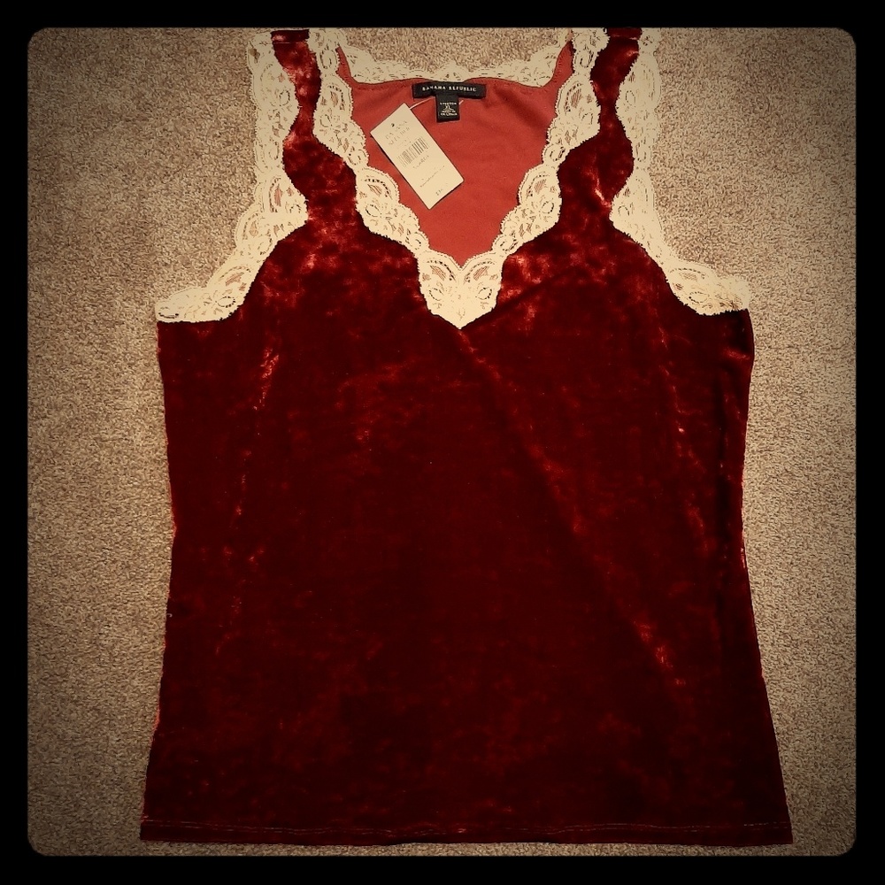 Banana Republic Velvet & Lace Stretch Cami XL NWT